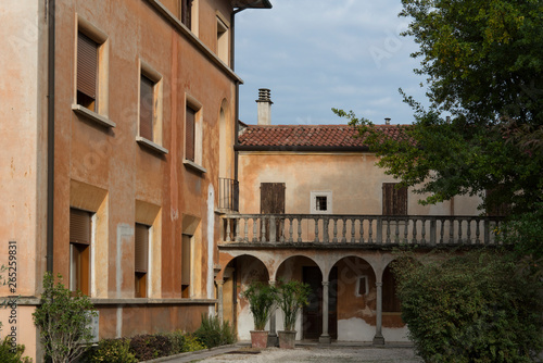 orange apartments with balcony and garden in Castelfranco Veneto, Italy