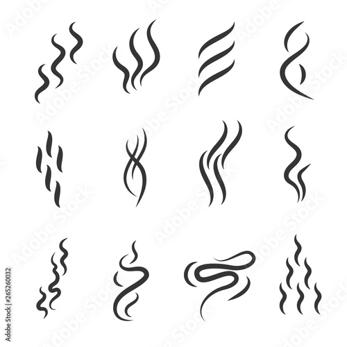 Smell Signs Black Thin Line Icon Set. Vector