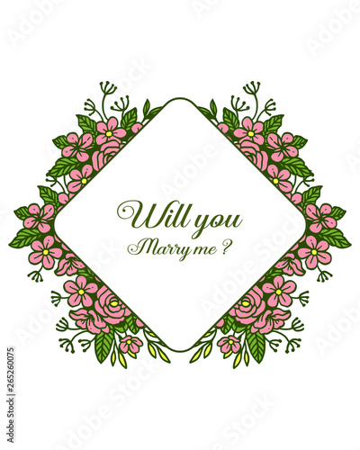 Vector illustration crowd of rose wreath frame beautiful for lettering will you marry me