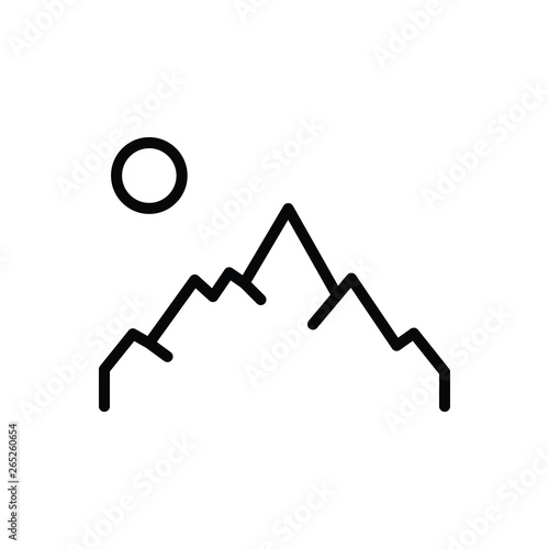 Black line icon for mountain 