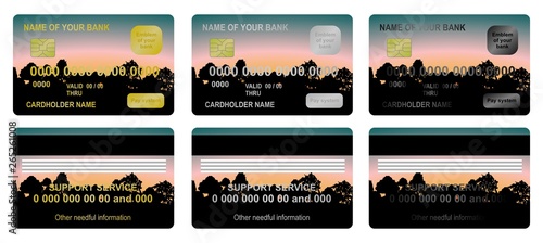 Bank card sunrise on the fields