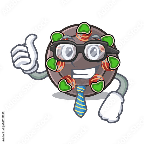 Businessman escargot is presented on character plates