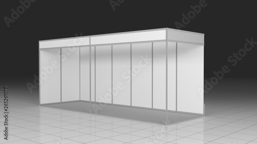 Simple Emply Booth 3x1 meters. Mockup. 3D rendering template photo