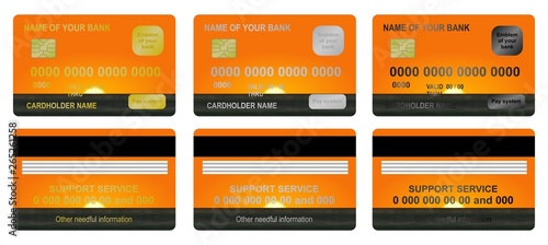 Bank card sunset on the sea