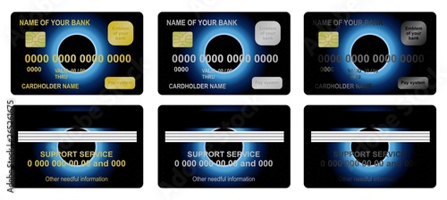 Bank card sun eclipse blue with stars