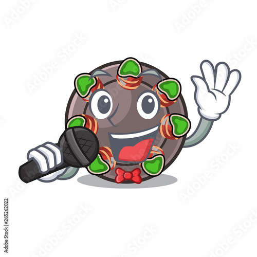 Singing fried escargot in a cartoon hot pan