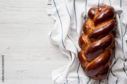 Photos Homemade jewish challah bread, top view