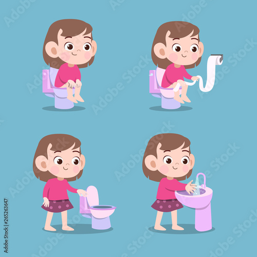 kid using toilet pooping vector illustration isolated