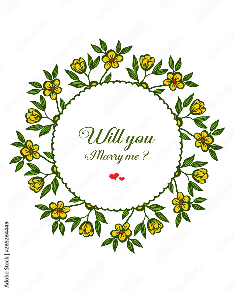 Vector illustration letter will you marry me with style yellow flower frame Vector illustration letter will you marry me with style yellow flower frame