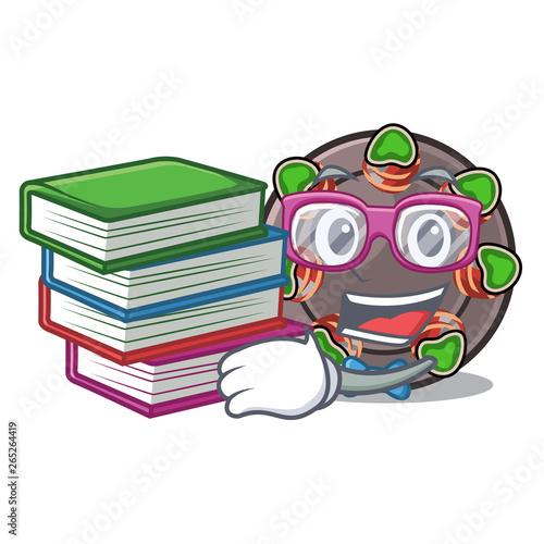 Student with book escargot in the a cartoon shape