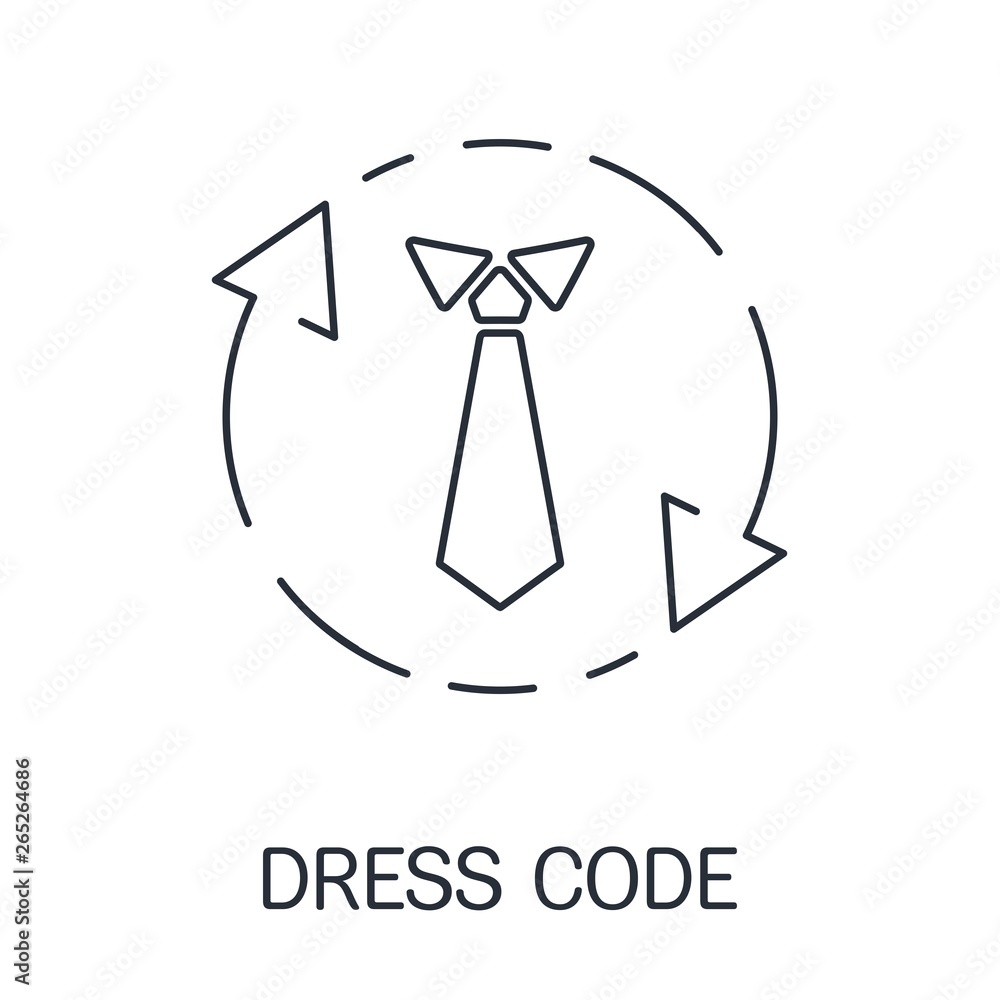 Changes in the form of clothing. Dress code. Vector linear icon.