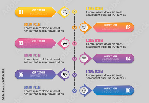 Vector Infographics Elements Template Design with Marketing Icons and options Steps can be used for presentation, diagrams, annual reports, workflow layout