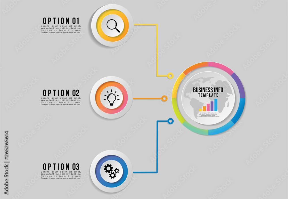 Fototapeta premium Vector Infographics Elements Template Design with Marketing Icons and options Steps can be used for presentation, diagrams, annual reports, workflow layout