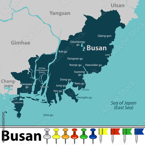 Map of Busan, South Korea