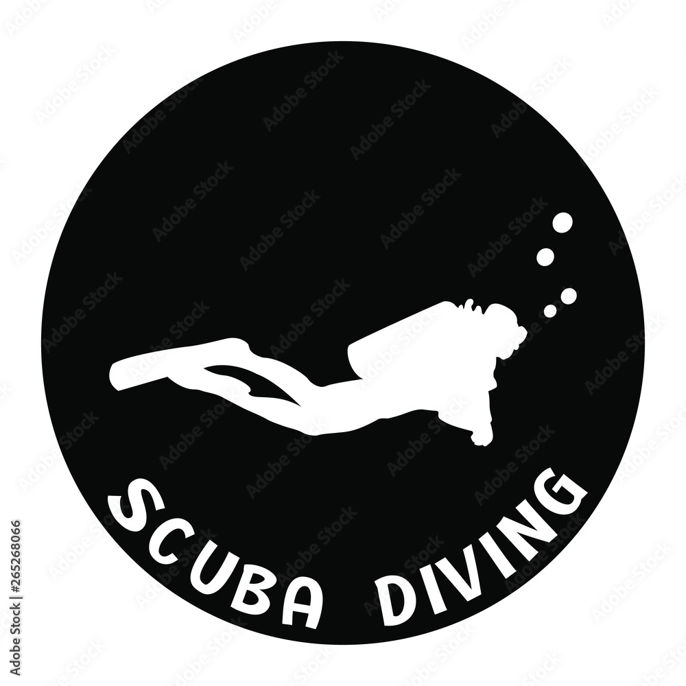 Concept design logo of scuba diving typography drawing Concept design logo of scuba diving typography drawing