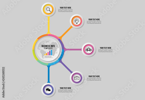 Vector Infographics Elements Template Design with Marketing Icons and options Steps can be used for presentation, diagrams, annual reports, workflow layout