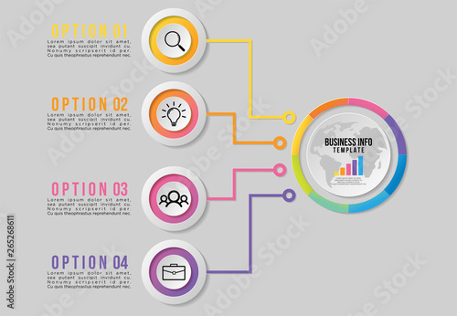 Vector Infographics Elements Template Design with Marketing Icons and options Steps can be used for presentation, diagrams, annual reports, workflow layout