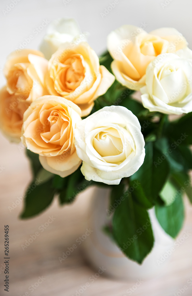 Yellow and white roses