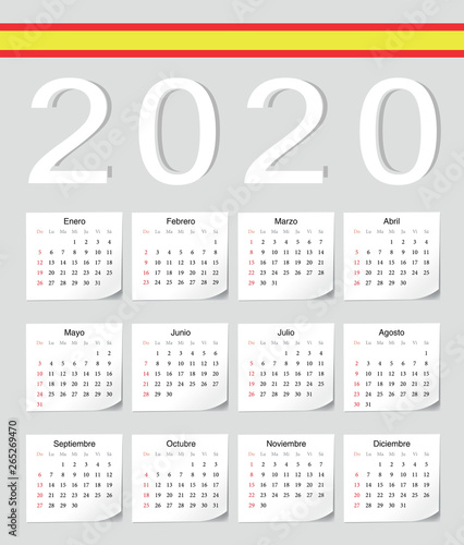 Spanish 2020 calendar