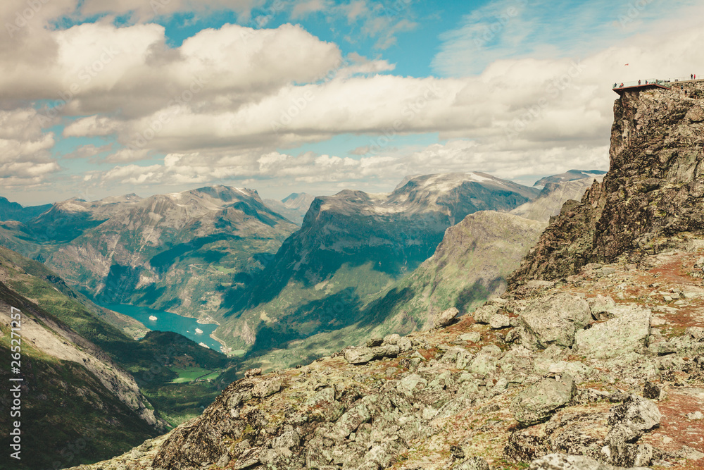 Obraz premium Mountains landscape with Dalsnibba viewpoint, Norway