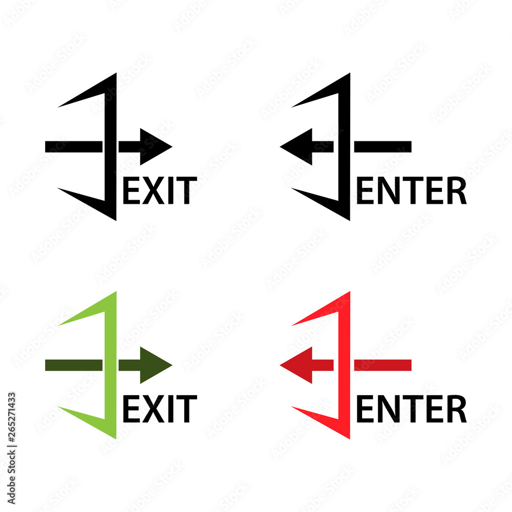 Exit and enter vector icons. Flat design Exit and enter vector icons. Flat design