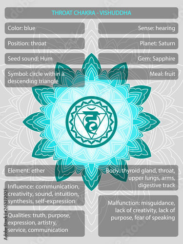 Chakras symbols with description of meanings infographic