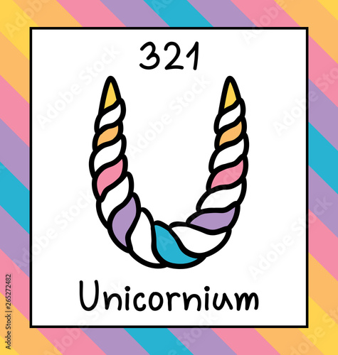 Fictional cute chemical element Unicornium unicorn horn