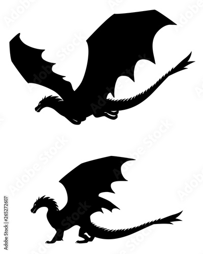 Black dragon silhouettes vector illustration