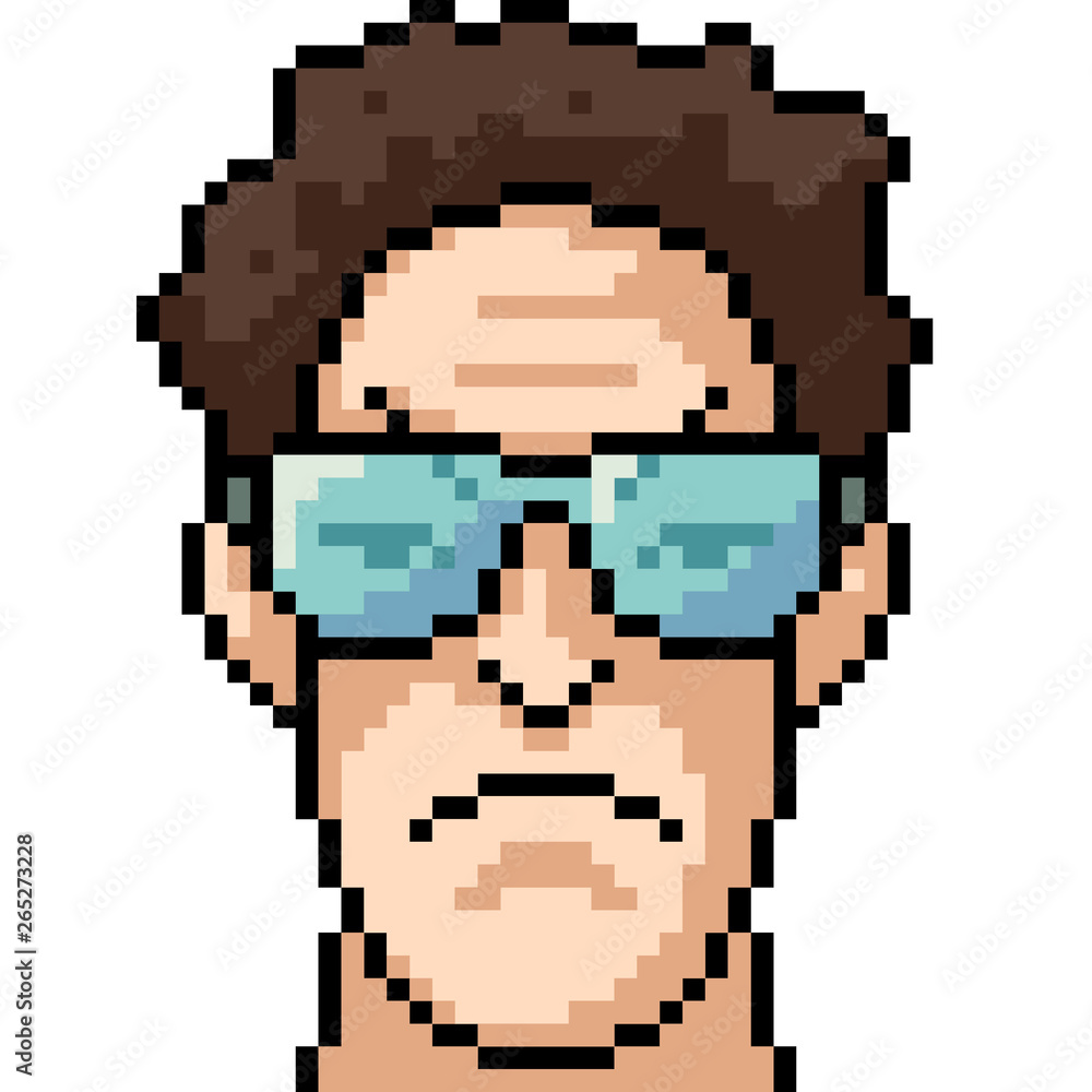 vector pixel art angry man