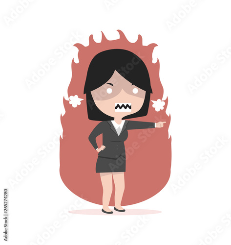 business girl angry  standing  Pointing Her Finger