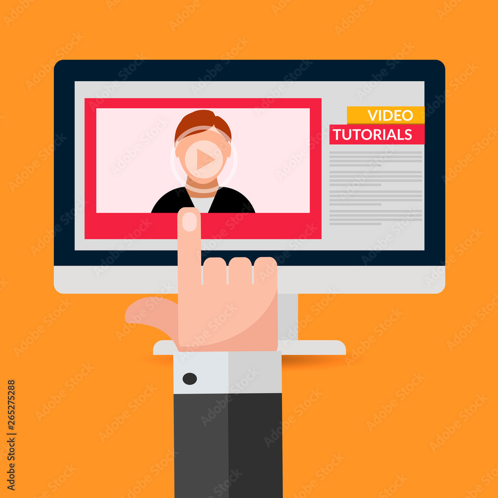 video tutorial player computer flat design illustration eps 10 vector video tutorial player computer flat design illustration eps 10 vector