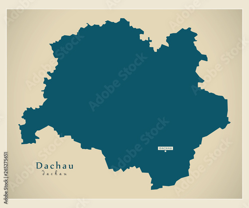 Modern Map - Dachau county of Bavaria DE