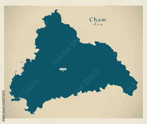 Modern Map - Cham county of Bavaria DE
