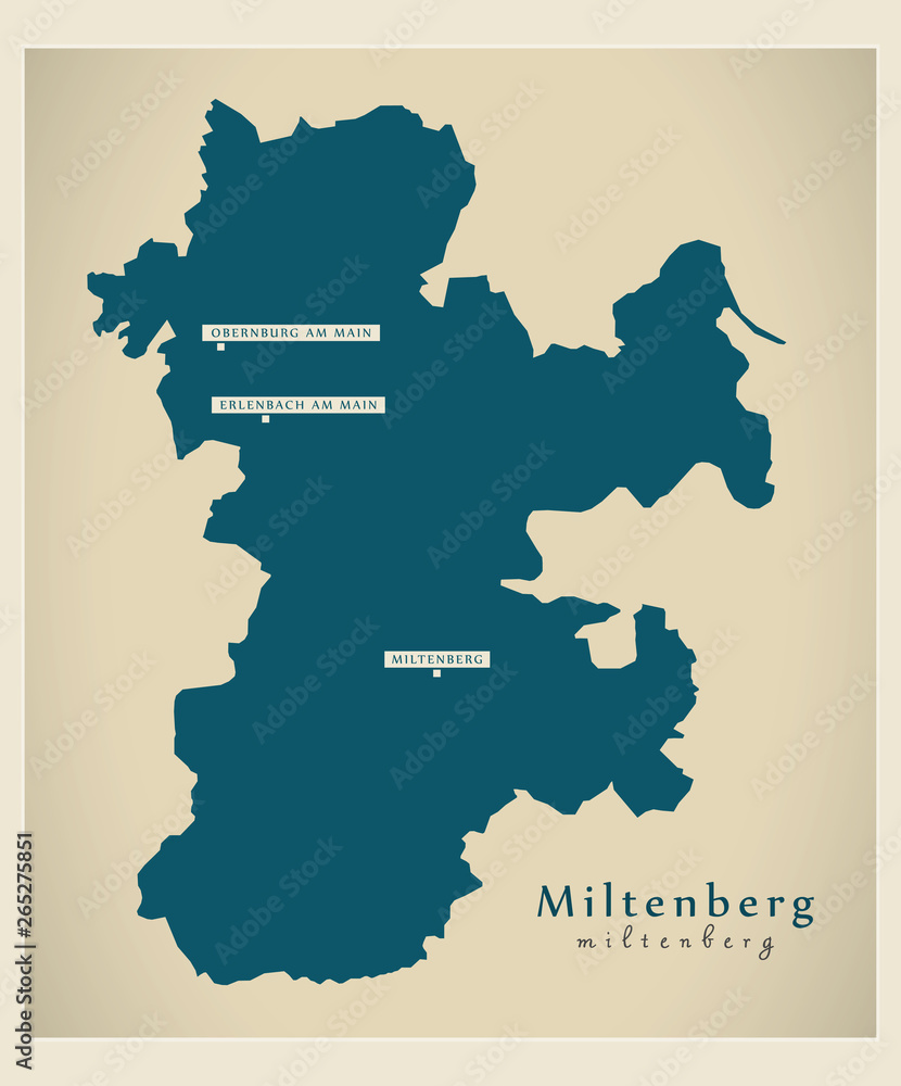Modern Map - Miltenberg county of Bavaria DE