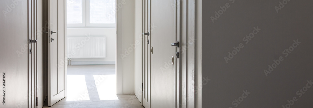 Empty white interior with door Empty white interior with door