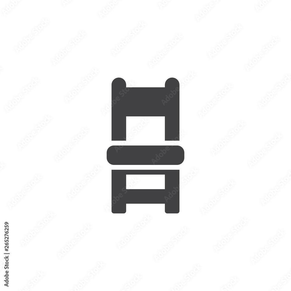 Wooden chair vector icon. filled flat sign for mobile concept and web design. Chair furniture glyph icon. Symbol, logo illustration. Pixel perfect vector graphics Wooden chair vector icon. filled flat sign for mobile concept and web design. Chair furniture glyph icon. Symbol, logo illustration. Pixel perfect vector graphics