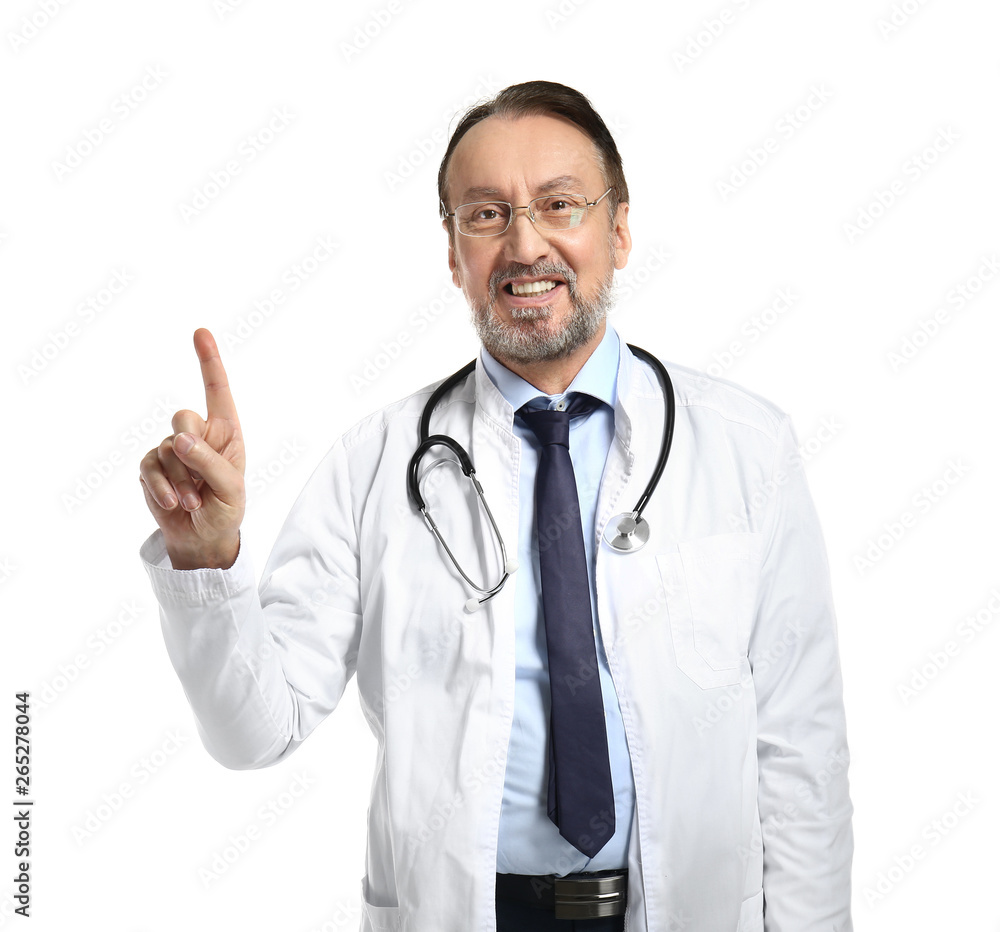 Portrait of handsome mature doctor on white background Portrait of handsome mature doctor on white background