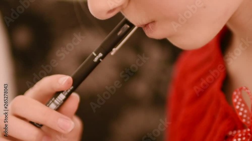 Girl thinking over homework, side view