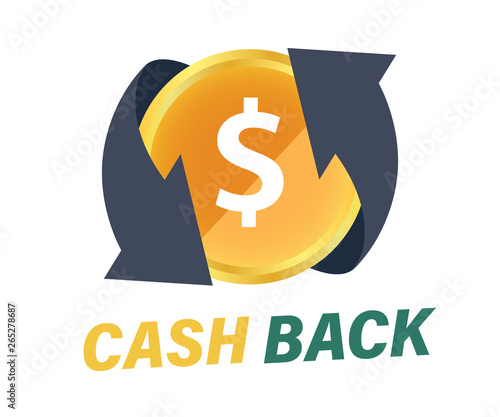 Cash Back symbol. Currency exchange. Vector Illustration coins and arrow