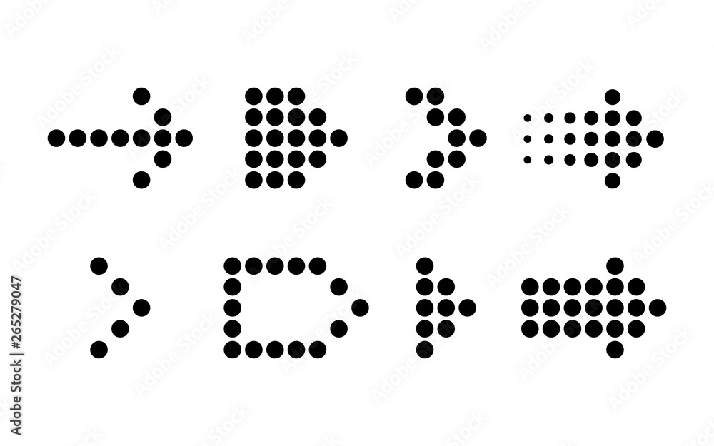 Dotted arrow. Arrows icon. Dotted arrow vector collection with halftone effect Dotted arrow. Arrows icon. Dotted arrow vector collection with halftone effect