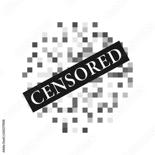 Pixel censored signs, vector template. Black censor bar. Vector illustration