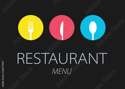 Fork, Knife and Spoon. Restaurant Menu, with Knife, fork and spoon. Color vector illustration