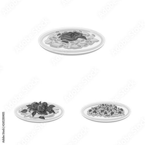 Vector design of pasta and carbohydrate icon. Collection of pasta and macaroni vector icon for stock.