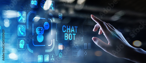 Obraz na płótnie Chatbot computer program designed for conversation with human users over the Internet. Support and customer service automation technology concept.