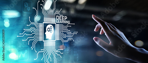 Deep Machine learning Artificial intelligence AI technology concept on virtual screen.