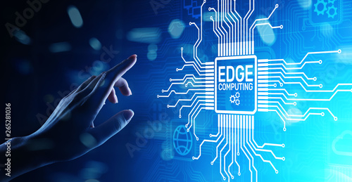 Edge computing modern IT technology on virtual screen concept. photo