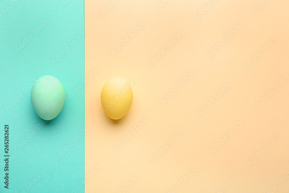 Beautiful Easter eggs on color background Beautiful Easter eggs on color background