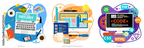 Programming, Development, Analytics and Coding Concept Banners