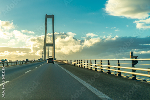 Oeresund bridge during crossing by car between sweden and denmark photo