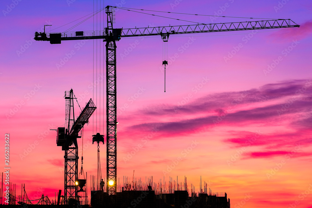 image of  Tower Crane Construction at sunset